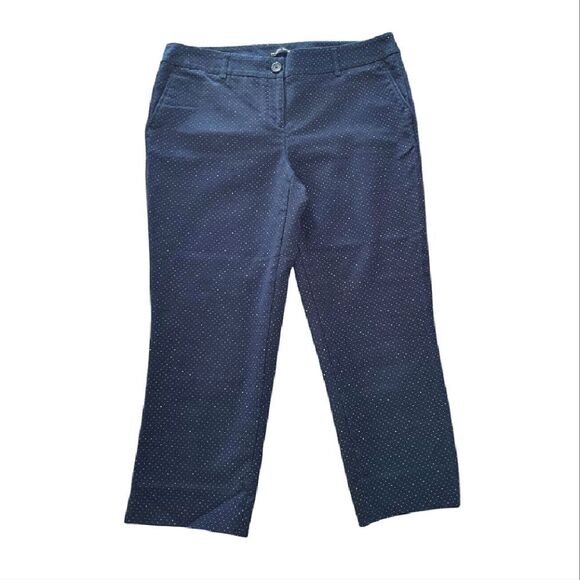 Hilary Radley Blue White Polka Dot Mid Rise Chino Capri Pants Size 10 - Picture 5 of 8